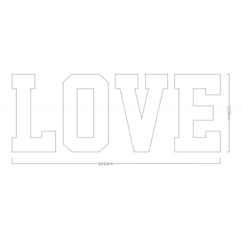 LOVE litery (MDF 18mm) wys. 120cm, szer. 320cm